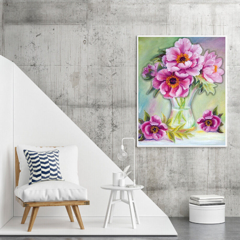 Paeonia Flower Series Oil Paint By Numbers Kit Frameless Drawing Picture Decor