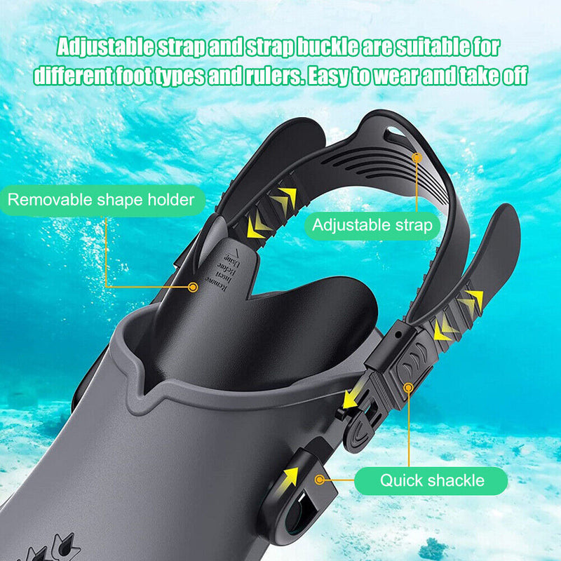 Diving Swimming Fins Adults Water Sport Training Foot Flippers (Black L/XL)