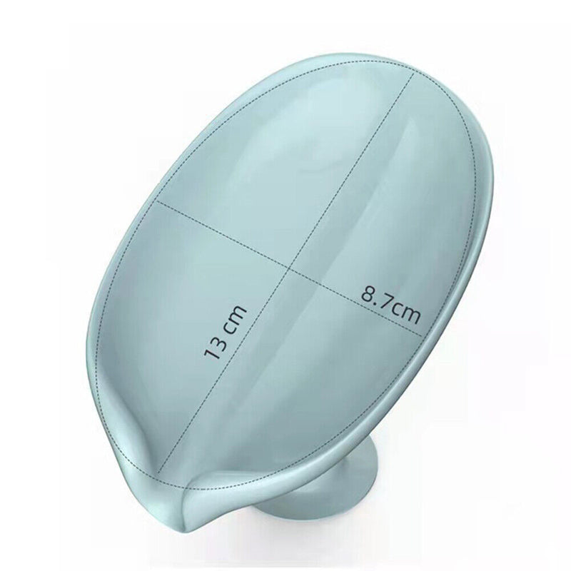 Leaf Shape Soap Box Drain Stand Suction Cup Punch-free Holder (Short Green)