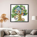 Partial Embroidery 14CT DIY Tree House Printed Cross Stitch Kit Needlework