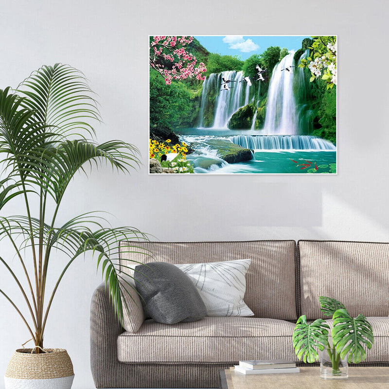 Painting By Numbers Kit DIY Flower Waterfall Canvas Oil Art Picture Craft