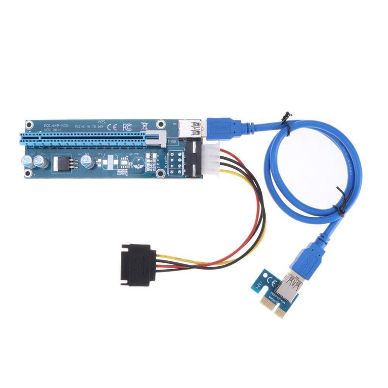 USB 3.0 PCI-E Express 1x to16x Extender Riser Card Adapter SATA 4PIN Power