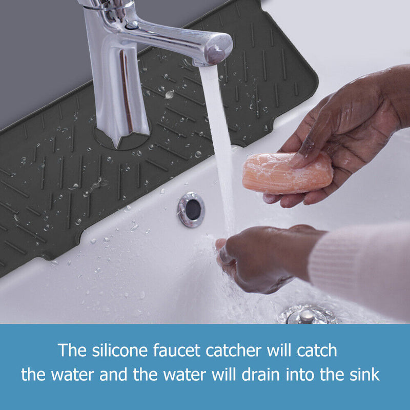 Faucet Absorbent Mat Sink Splash Guard Drying Pads for Kitchen RV (Black) Newly