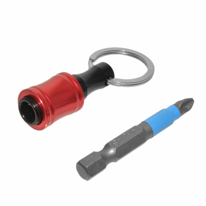 1/4 Hex Shank Aluminum Alloy Screwdriver Bits Extension Bar Keychain (Red)