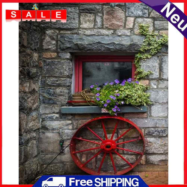 Window Flower Frameless Picture Oil Paint By Numbers Hand Painted Picture Kit