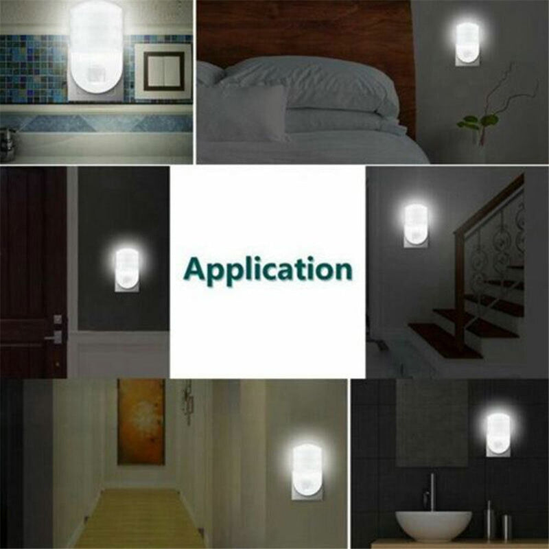 White LED Plug In Sensor Light PIR Motion Hallway Socket Lamps Night Lamp