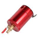 2-Port Aluminum Alloy Oil Catch Can with Breather Filter+Drain Valve (Red) Newly