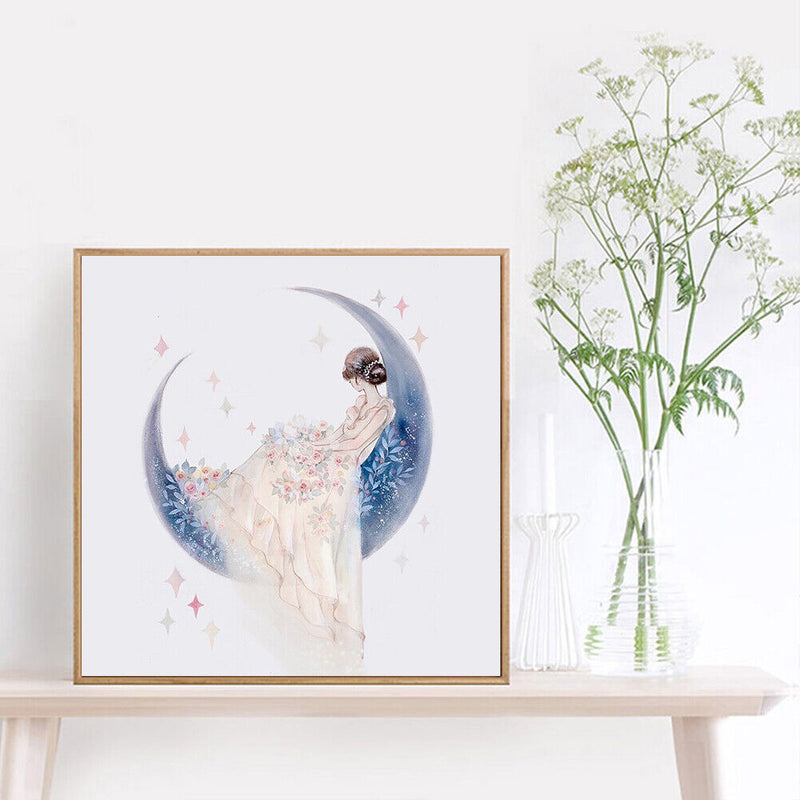 DIY Cartoon Girl Mosaic Drawing Home Decor Round Drill Diamond Painting Kit