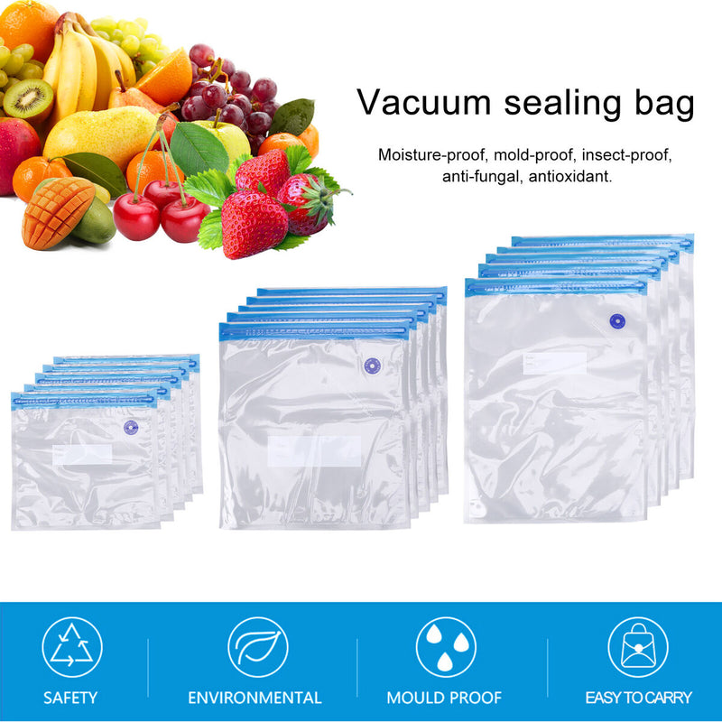 Reusable Vacuum Food Storage Bag Resealable BPA Free Zipper Storage Bags Newly