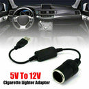 USB Cable Auto 5V To 12V Power Adapter Female Plug Converter Car Lighter Socket