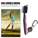 Retractable Golf Club Brush Groove Cleaner w/ Clip for Irons Woods (Pink) Newly