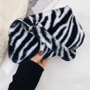 Portable Plush Shoulder Handbag Women Animal Print Underarm Bag Purse (4)