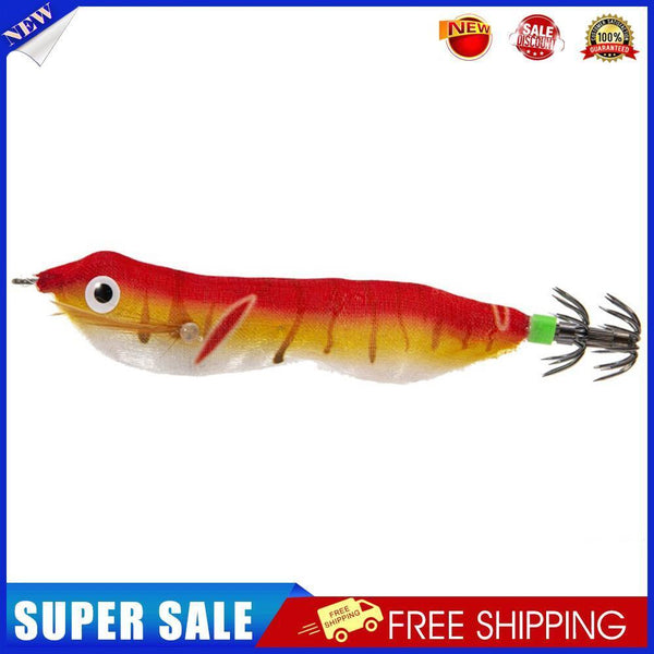 103mm LED Luminous Wood Shrimp Bait Squid Jigs Hook Fishing Lures (Red)