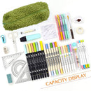 Stationery Storage Plush Pen Case Student School Cosmetic Organizer (Green)