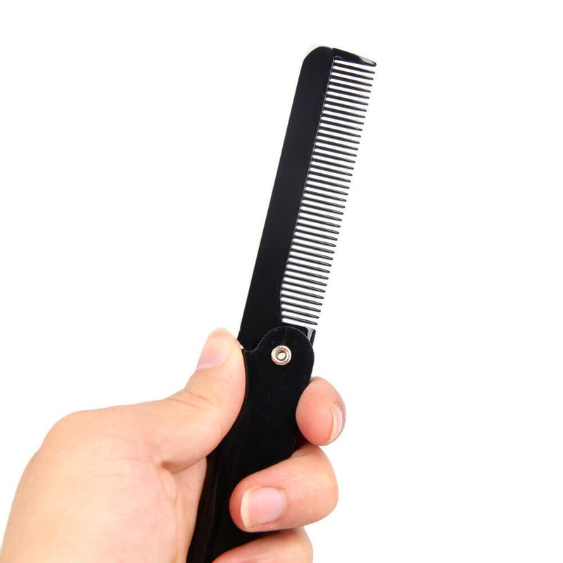 Foldable Hair Comb Women Hairdressing Men Moustache Beard Comb (Black)