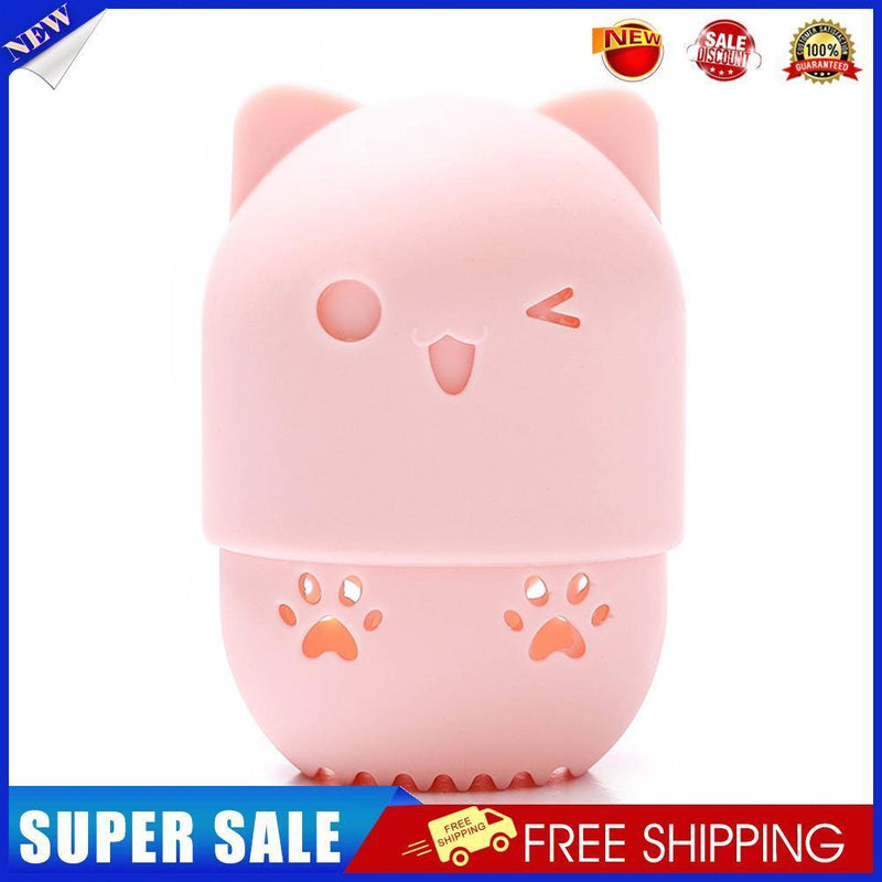 Silicone Beauty Sponge Storage Box Egg Stand Powder Puff Holder Tool (Pink)