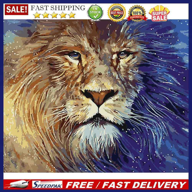 Lion Oil Paint By Numbers DIY Handpainted on Canvas Wall Art Pictures Unframed