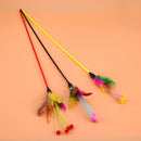 5pcs Funny Elastic Plastic Long Pole Colorful Flower Sticks Feather Tease