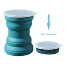 Collapsible Silicone Water Bottle Telescopic Outdoor Drinking Cup (Blue) Newly