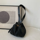 Fashion Pleated Crossbody Handbags PU Leather Women Solid Bucket Coin Purses