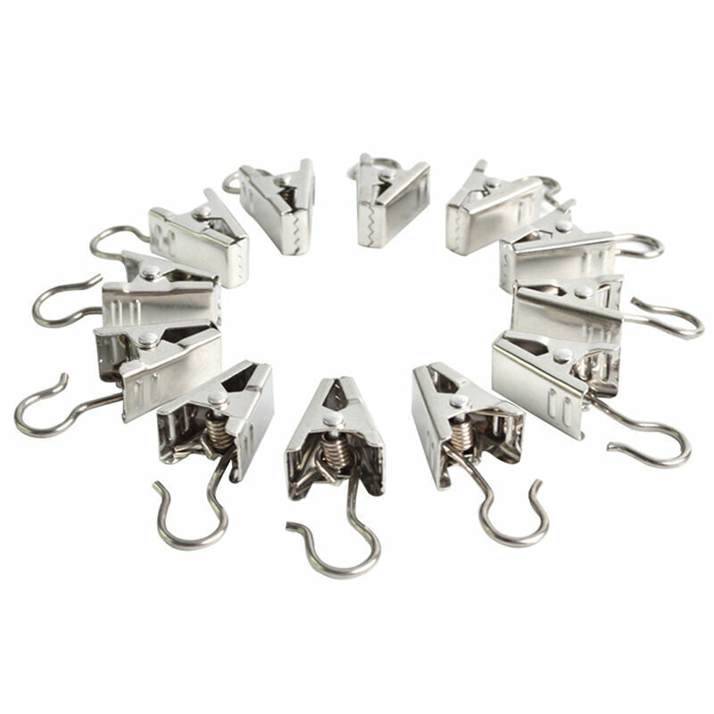 10PC Heavy Duty Curtain Clips Window Shower Curtain s Clip Hook Ring Metal N9U4