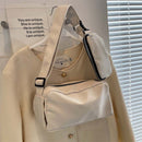 2 in 1 Crossbody Shoulder Bags Nylon Casual Sport Pillow Purse (White)