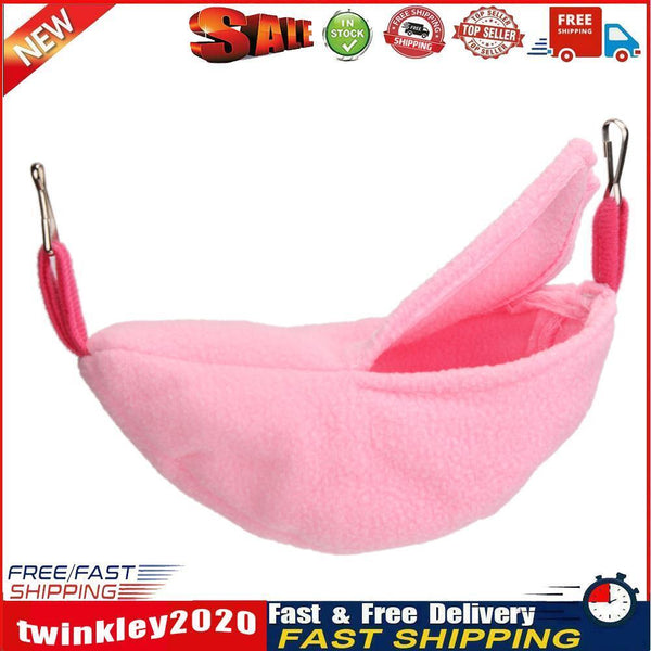 Warm Banana Hamster Hammock Hang Cage Pet Birds Sleeping Nest House (Pink) Newly