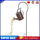 LED Solar Kettle Light Wrought Iron Hollow Flower Water Can Fairy Lamp (B)