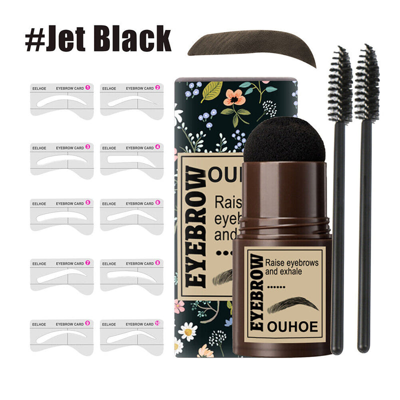 Waterproof EyeBrow Powder Stamp Brow Stencils Shaping Kit (Jet Black)