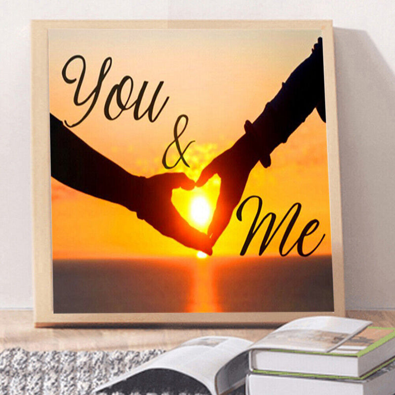 5D Diamond Painting Kit Sunset Love Hands Full Round Drill Rhinestone DIY Arts