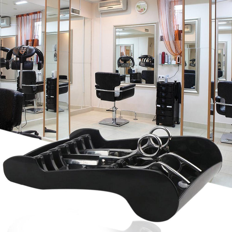 Salon Shears Rack Case Hair Scissor Holder Organizer Storage Tray (Black)