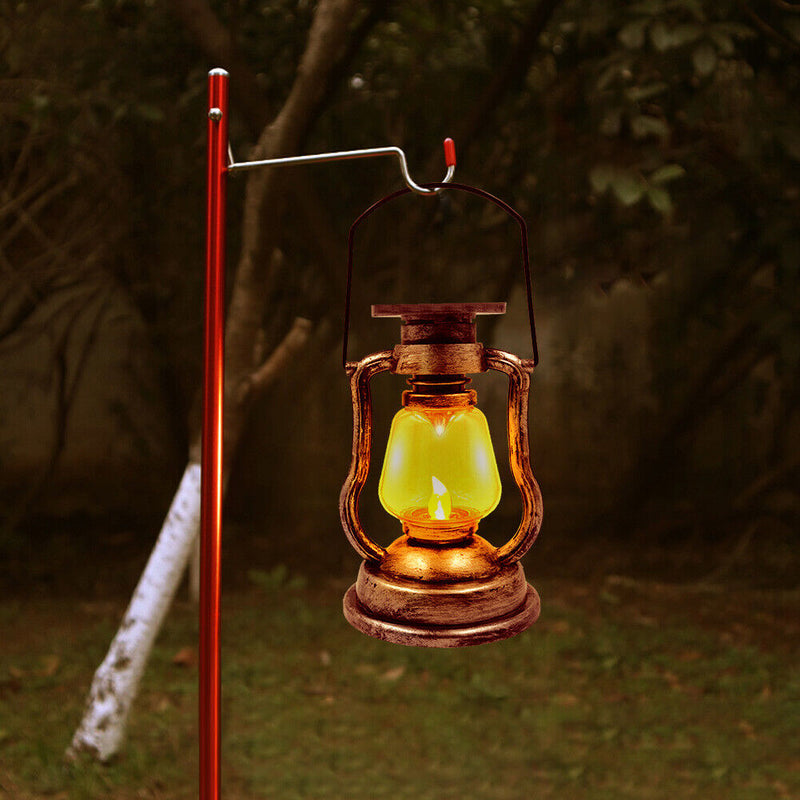 Solar Retro Kerosene Lamp Outdoor Portable Camping Yard Lantern (Copper)