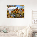 11CT Full Embroidery DIY Autumn Cottage Stamped Cross Stitch Art Needlework Kit