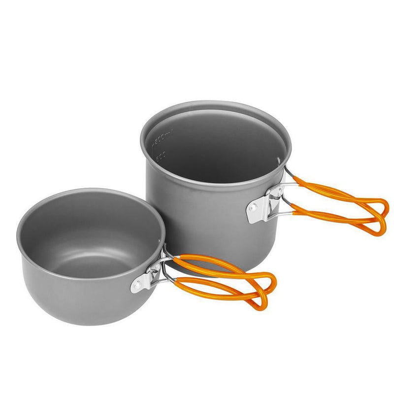 DS-101 Outdoor Camping Cookware Set Portale Orange Handle Tableware Pot Newly