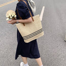 Summer Straw Shoulder Bags Women Striped Woven Beach Shopper Handbag (1)