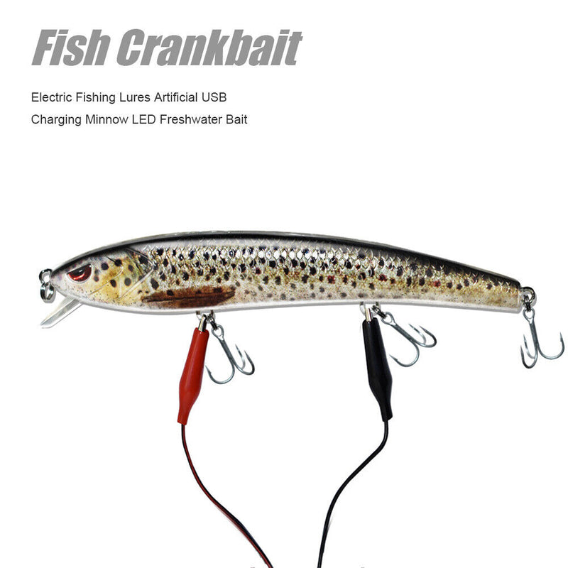 Electric Fishing Lure Minnow LED Light USB Rechargeable Bionic Freshwater Baits