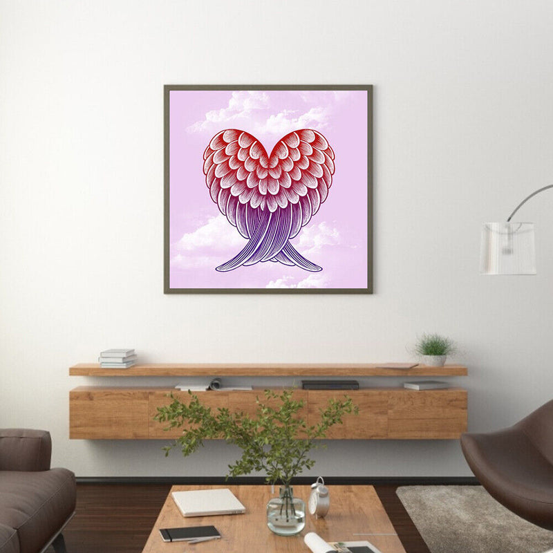 Full Round Diamond Painting DIY Kit Pink Angel Wings Rhinestone Mosaic Picture
