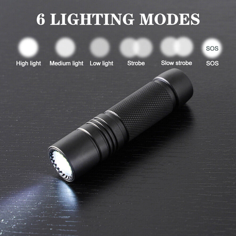 USB-C Rechargeable LED Mini Flashlight Portable 300lm 6 Gears Waterproof Torch