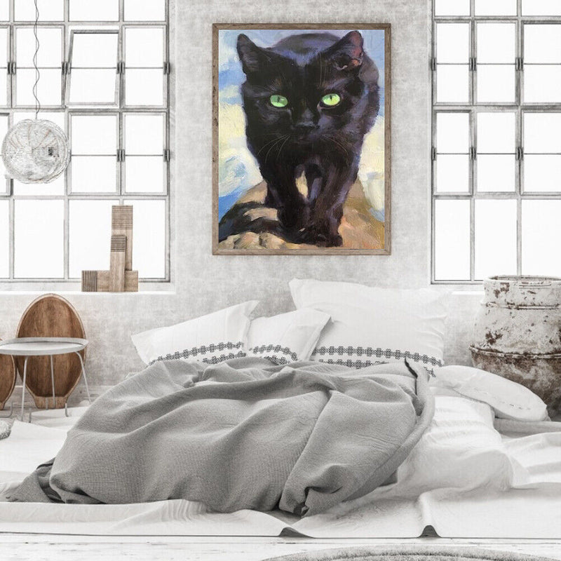 Frameless Oil Paint By Numbers DIY Cat Picture Craft Kit Home Living Room Decor