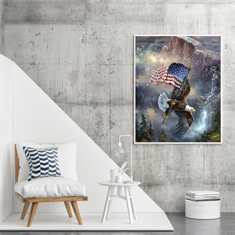 Flag Eagle Oil Paint By Numbers Kit DIY Acrylic Painting on Canvas Frameles