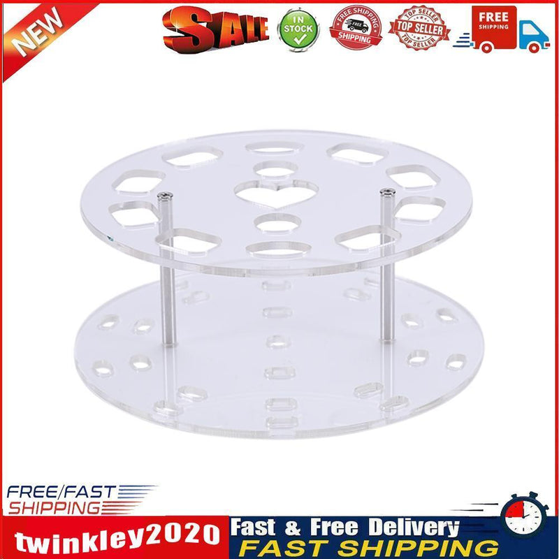 Acrylic Nail Brush Holder Round Pen Stand Rack Makeup Tool Shelf (White) Newly