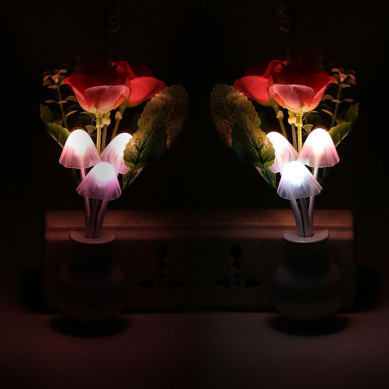 Colorful LED Mushroom Night Light Luminous Lamp Sensor Baby Gift(EU Plug)