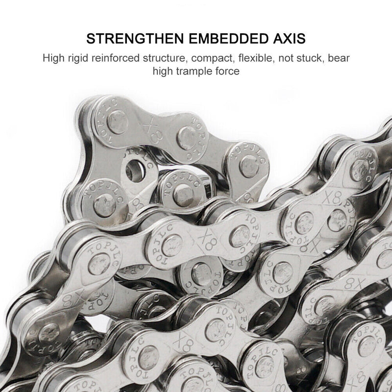 6 7 8 Speed Carbon Steel Chain 1/2 x 2/32 inch 116 Links for Mountain Road