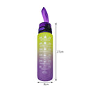 1000ml Sports Water Bottle Time Marker Outdoor Portable Cups (Purple Lid) Newly