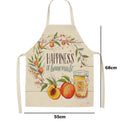 Happiness Kitchen Linen Apron Waterproof Home Cleaning Bib for Women Men Cook