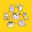 Clothes Lapel Pin Cartoon Badge Corgi's Happy Life Brooch Dog Enamel Pins