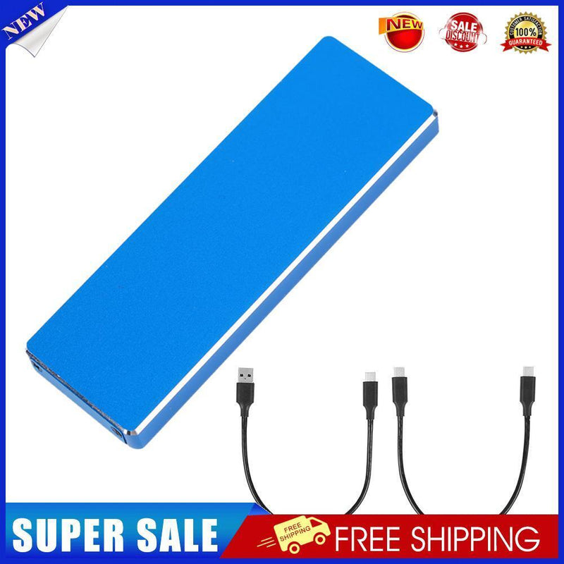 M2 SSD Case Enclosure Box M.2 to USB 3.1 Adapter (C-A+C-C Cable)(Blue)