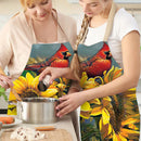 Sunflower Parrot Print Kitchen Linen Apron Sleeveless Waterproof Household Bi