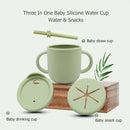 Portable Baby Silicone Cup BPA-Free Leakproof Storage Snack Bottle (Green) Newly