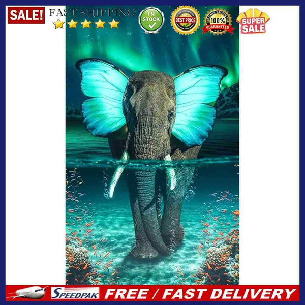 Handmade Butterfly Elephant 5D DIY Full Round Drill Drawing Kit Diamond Pai